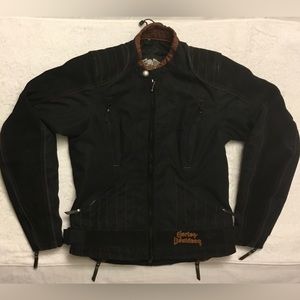 Harley Davidson Black Double Zipper Biker Jacket Size M Good Condition.